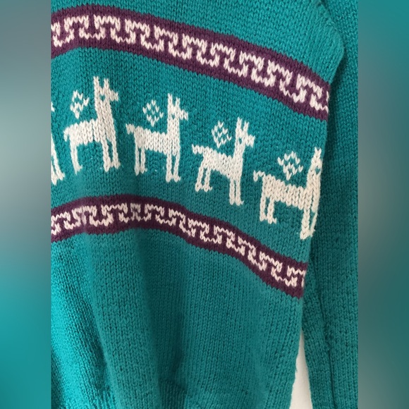 100% Alpaca Wool Teal Sweater - Picture 7 of 15
